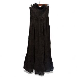 NWT BY ANTHROPOLOGIE Black Strapless Gauze Maxi Dress Size S